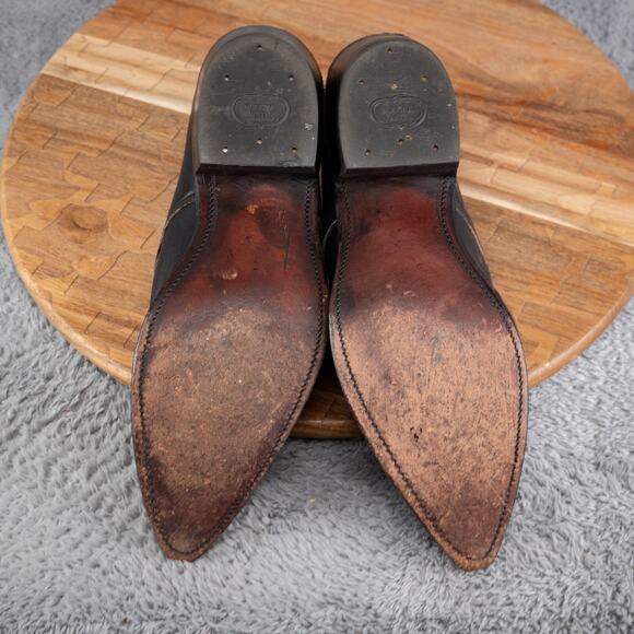 VTG Nocona Western Pointed Toe Heeled Ankle Booties Black Leather Size 7.5 B - Picture 7 of 7